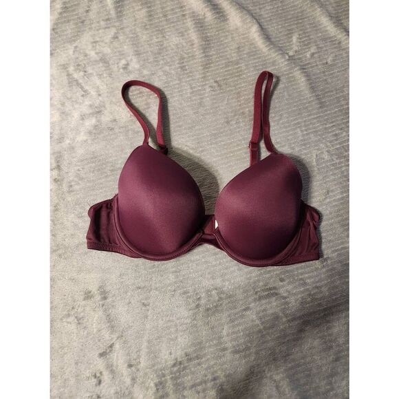 Victoria's Secret PINK size 32A Wear Everywhere Push Up Bra Maroon - Picture 1 of 4